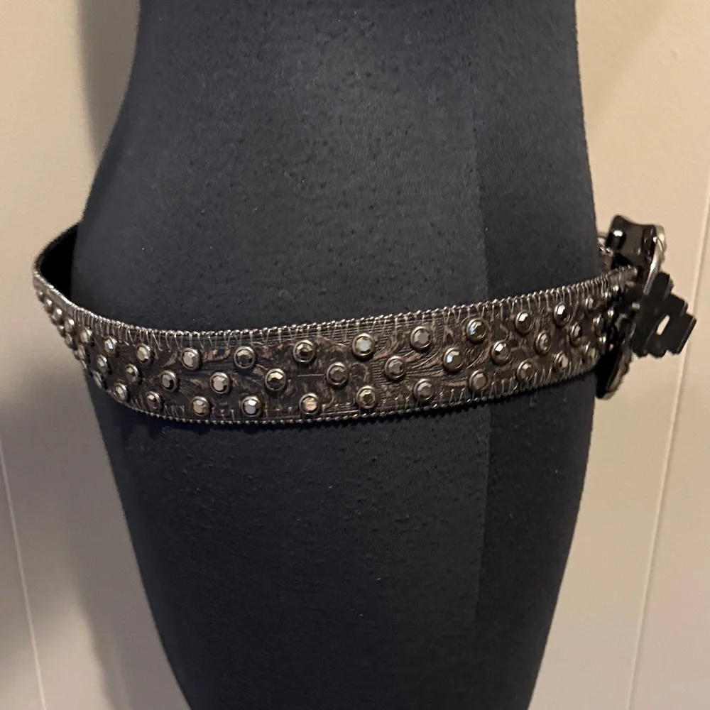Large Genuine Leather Studded Black Designer Belt Western Cowboy Country